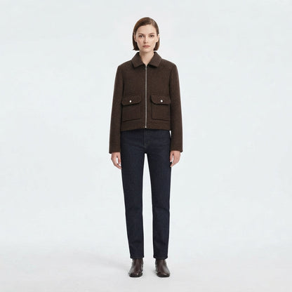 Women's Zip-Up Cropped Bomber Outerwear