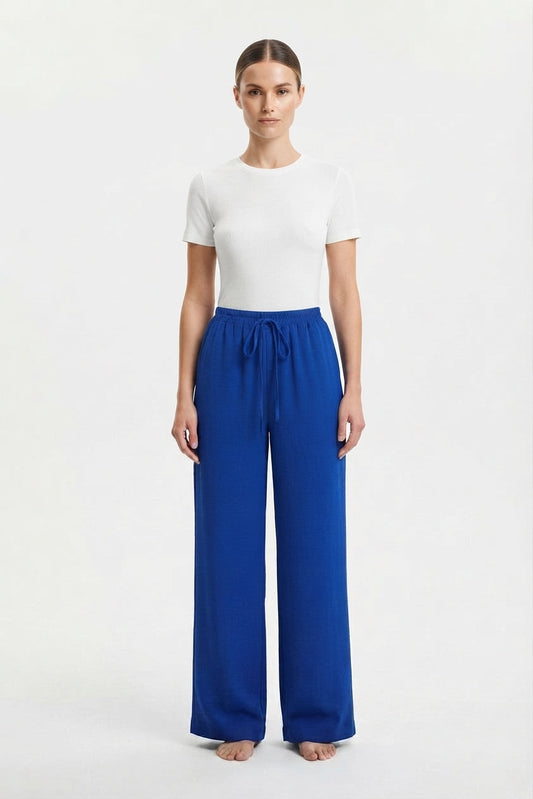 Women's Drawstring Palazzo Pants with Side Pockets
