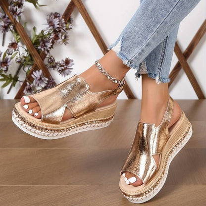 Women's Metallic Star Pattern Orthopaedic Sandals