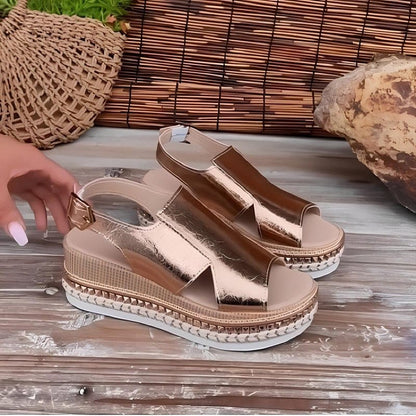 Women's Metallic Star Pattern Orthopaedic Sandals