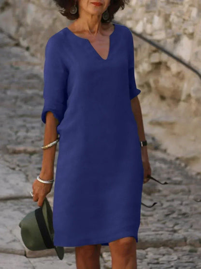 Women's Tailored Neckline Elegant Midi Dress
