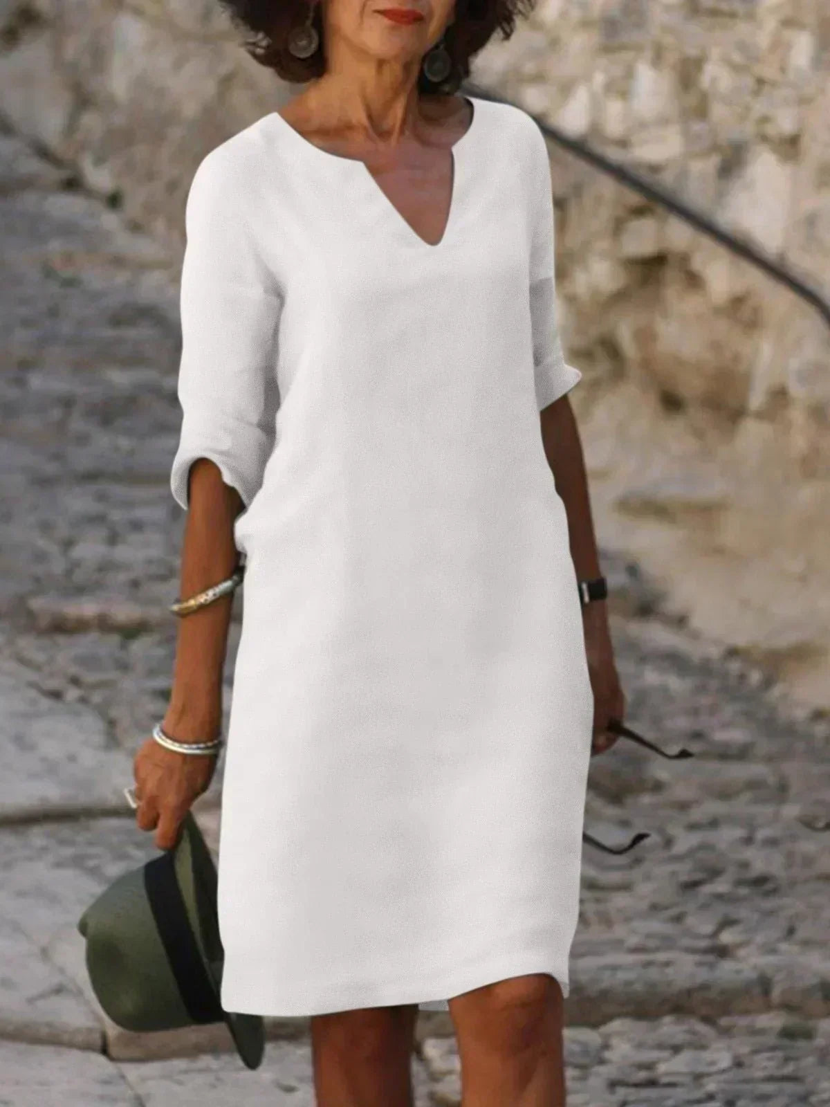 Women's Tailored Neckline Elegant Midi Dress