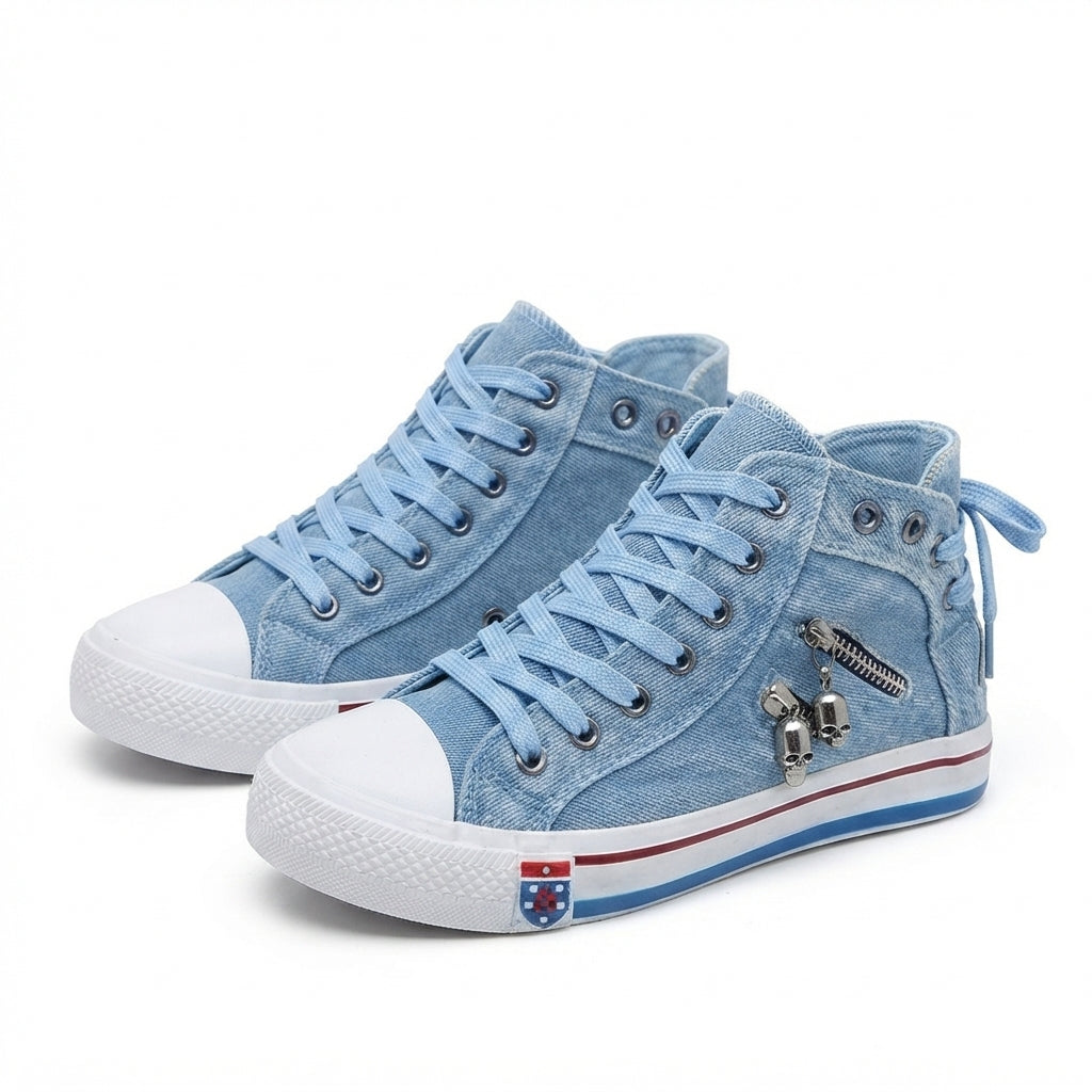 Women's High-Top Denim Lace-Up Sneakers
