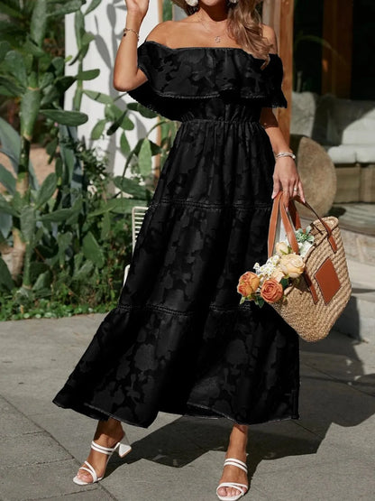 Women's Off-the-Shoulder Layered Wedding Guest Maxi Dress