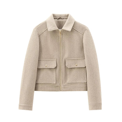 Women's Zip-Up Cropped Bomber Outerwear