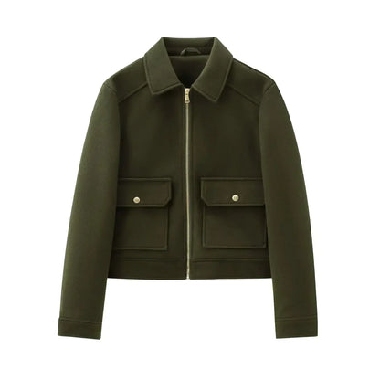 Women's Zip-Up Cropped Bomber Outerwear