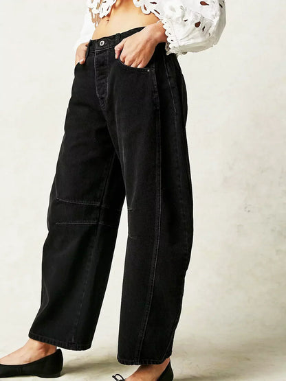 Women's Wide-Leg Denim Jeans in Leopard Print