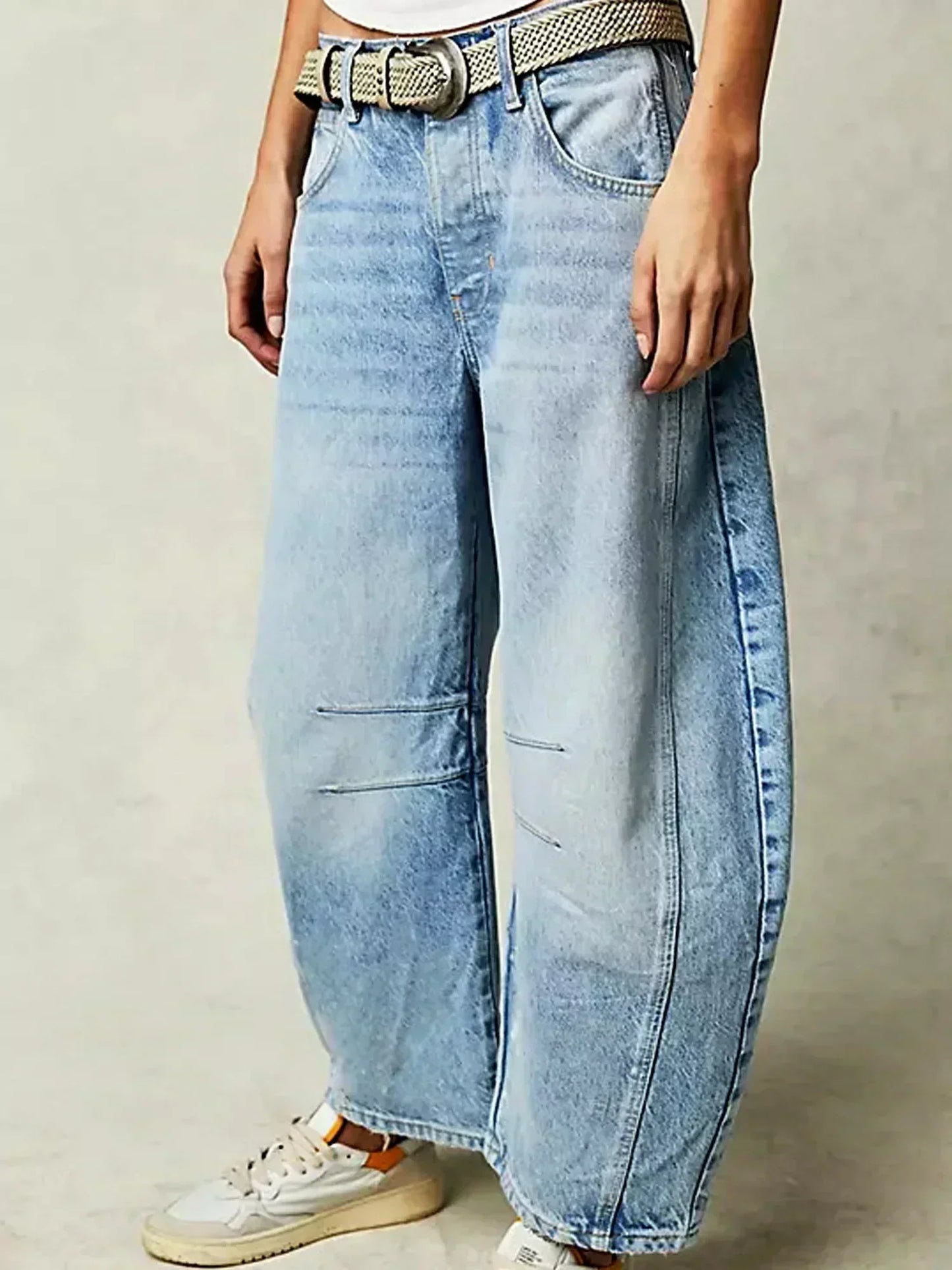 Women's Wide-Leg Denim Jeans in Leopard Print