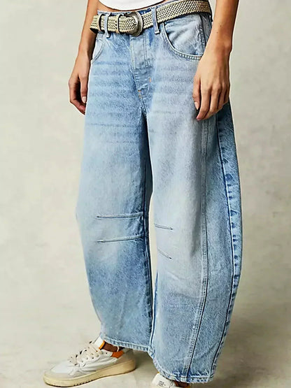 Women's Wide-Leg Denim Jeans in Leopard Print