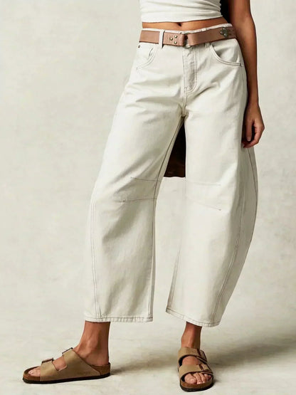 Women's Wide-Leg Denim Jeans in Leopard Print